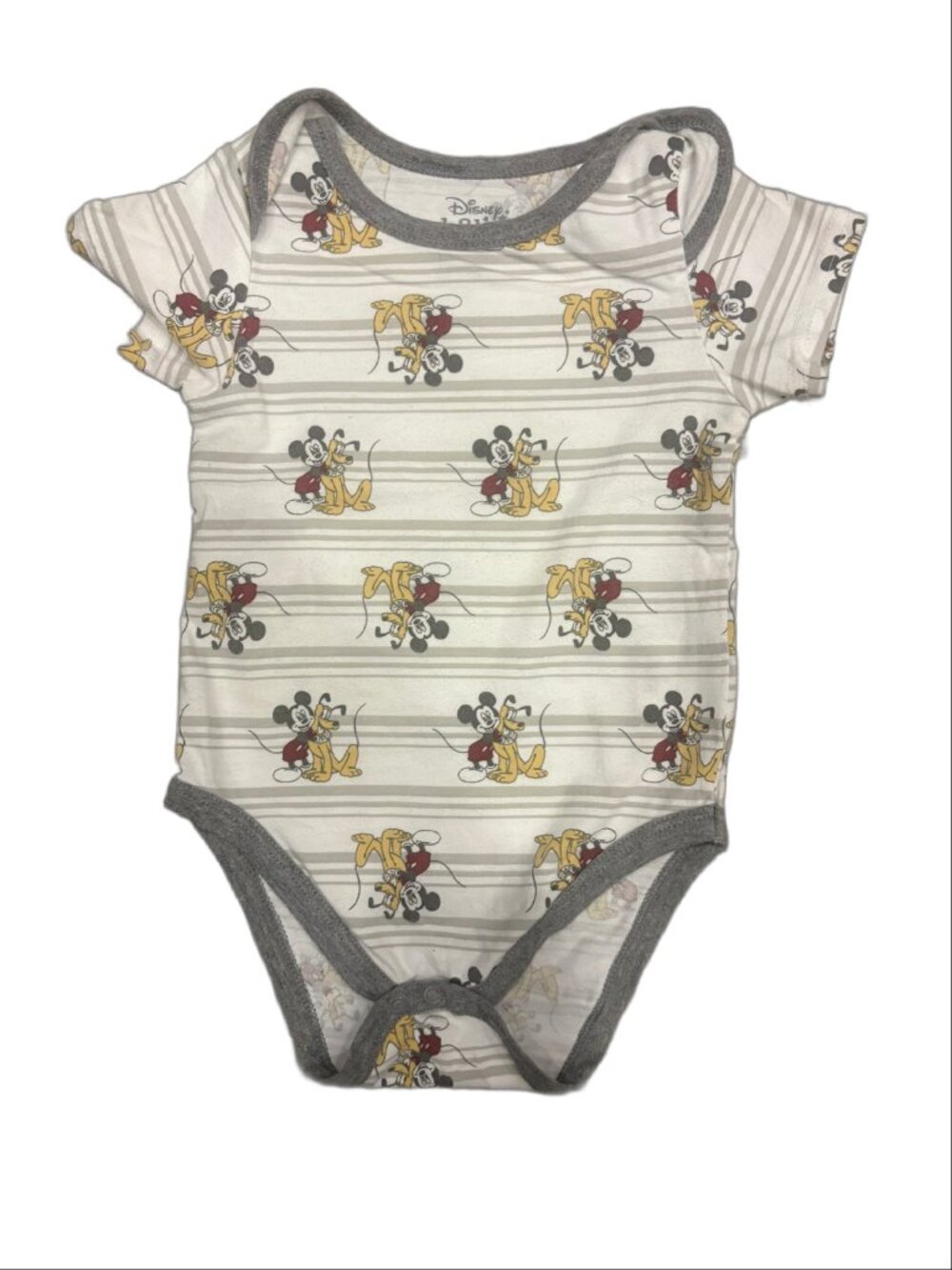 Disney Baby Mickey Mouse & Pluto Striped Short Sleeve Bodysuit (18M)